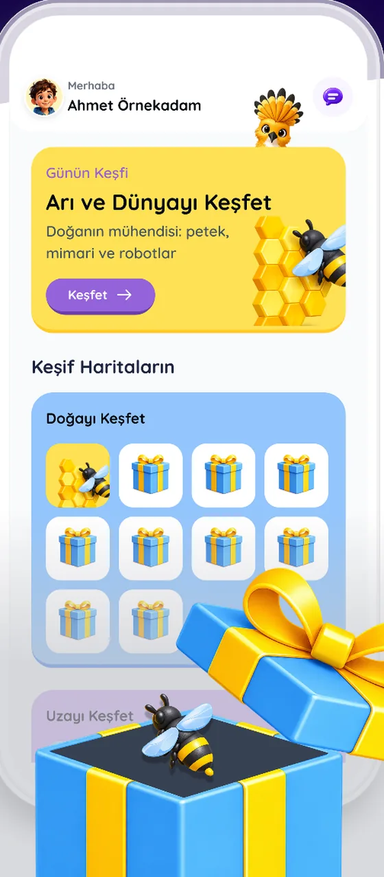 Günün Keşfi kartı ve keşif haritası